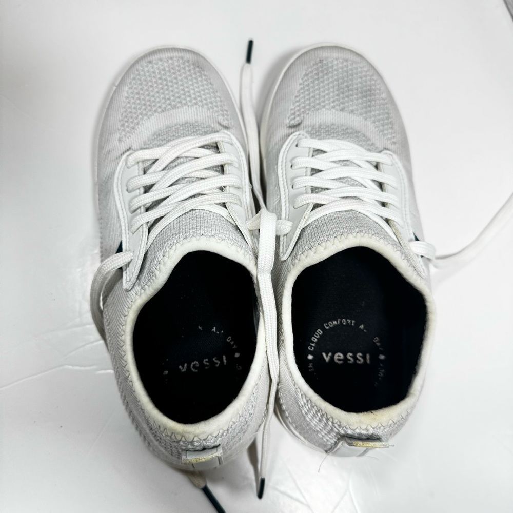 Vessi Weekend White Knit Sneakers W7 7 Women Waterproof Lightweight Casual Shoes - Picture 4 of 9